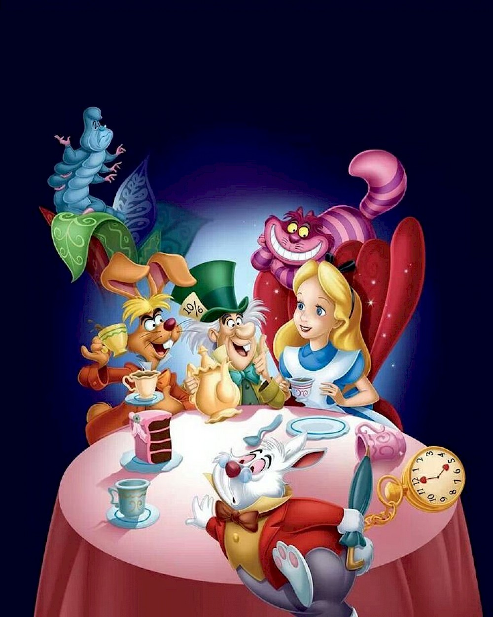 Alice In Wonderland Tea Party Scene Cartoon Mad Hatter Illustrations Royalty Free Vector 0271
